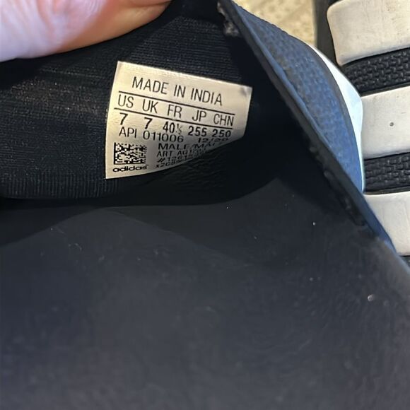 Adidas Men's Black & White Adilette Shower Slides - Picture 7 of 7